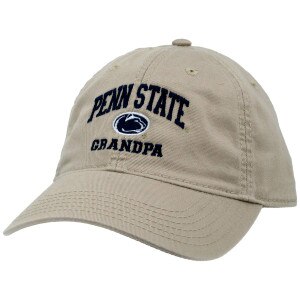 khaki hat with embroidered Penn State, Athletic Logo, and Grandpa